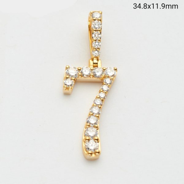 14KY 1.10CTW DIAMOND SINGLE ROW NUMBER PENDANT