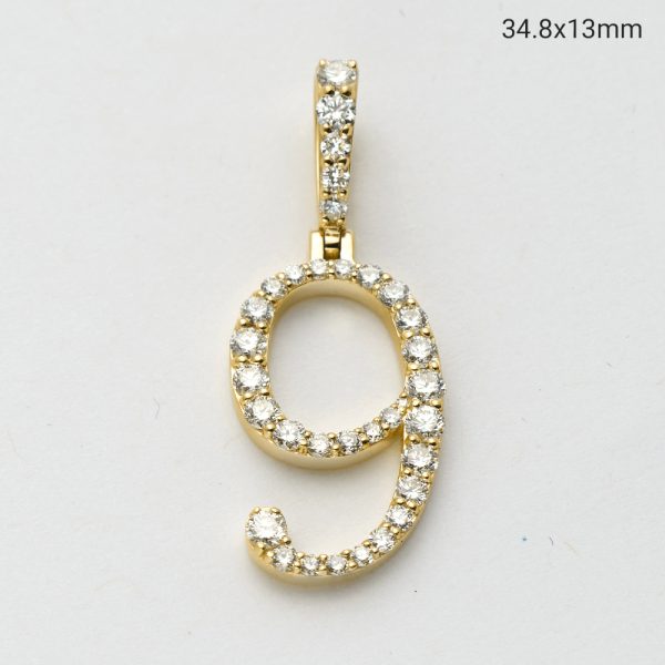 14KY 1.05CTW DIAMOND SINGLE ROW NUMBER PENDANT