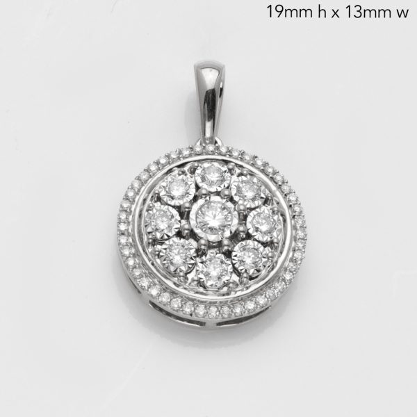 14KW 0.35CTW DIAMOND ROUND CLUSTER PENDANT