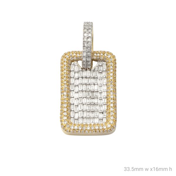 14KY 1.25CTW BAGUETTE DIAMOND DOG TAG PENDANT