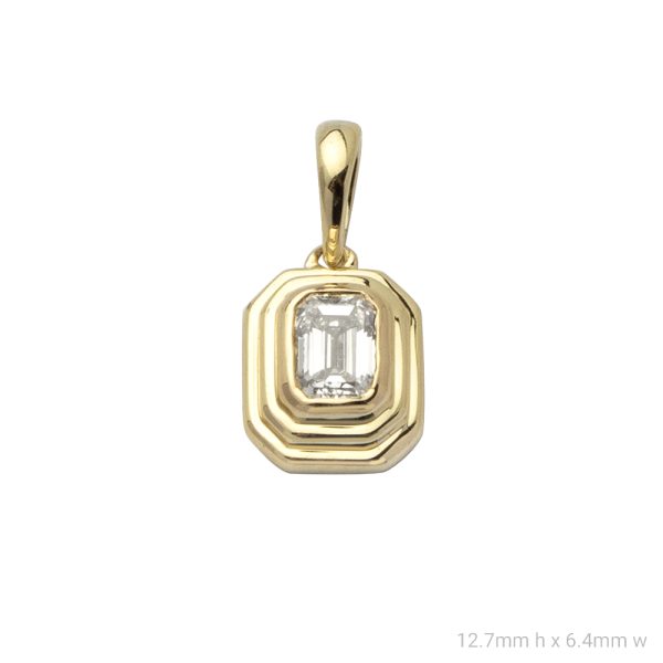 14KY 0.21CTW DIAMOND EMERALD CUT LADIES PENDANT