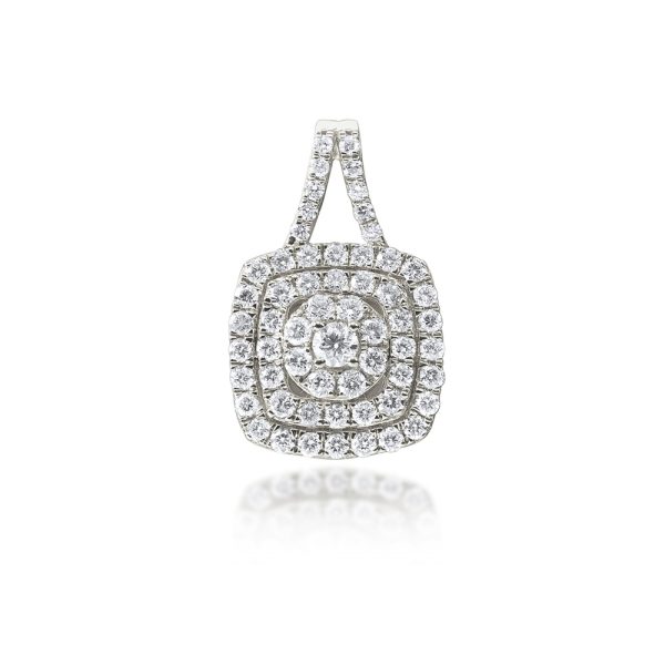 14KW 0.85CT SQUARE CLUSTER DIAMOND PENDANT