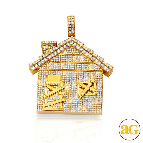 10KY 6.10CTW DIAMOND TRAP HOUSE PENDANT