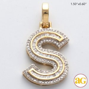 10KY 0.40CTW BAGUETTE DIAMOND INITIAL PENDANT