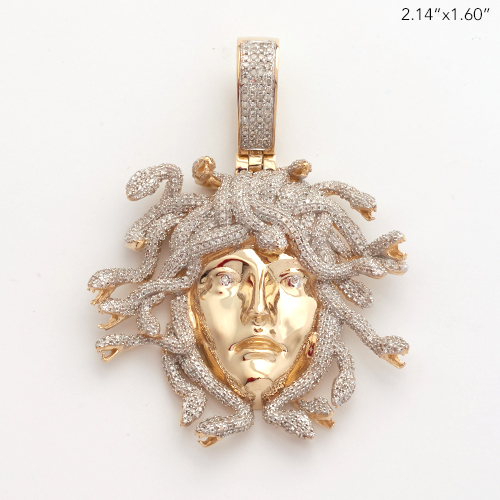 14KY 2.65CTW MICROPAVE DIAMOND MEDUSA PENDANT