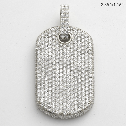 14KW 15.50CTW DIAMOND DOGTAG PENDANT WITH SIDE