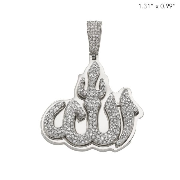 10KW 0.65CTW DIAMOND 3D 'ALLAH' PENDANT