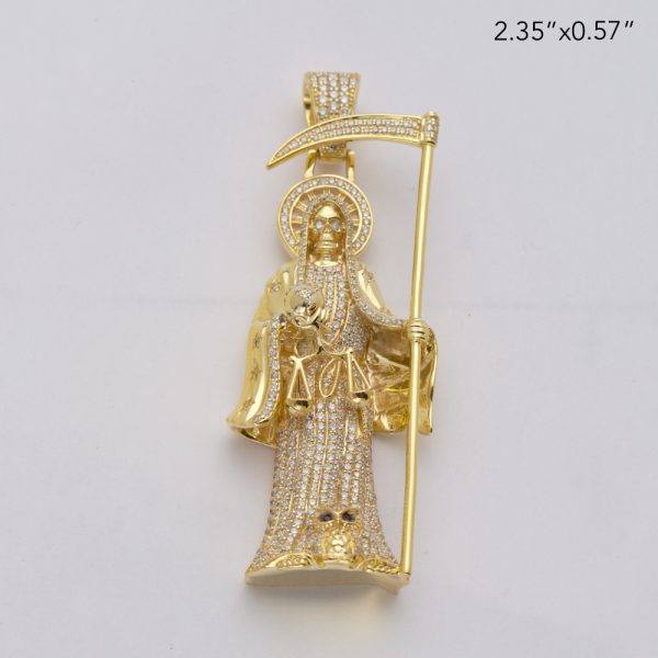 14KY 2.45CTW DIAMOND GRIM REAPER PENDANT