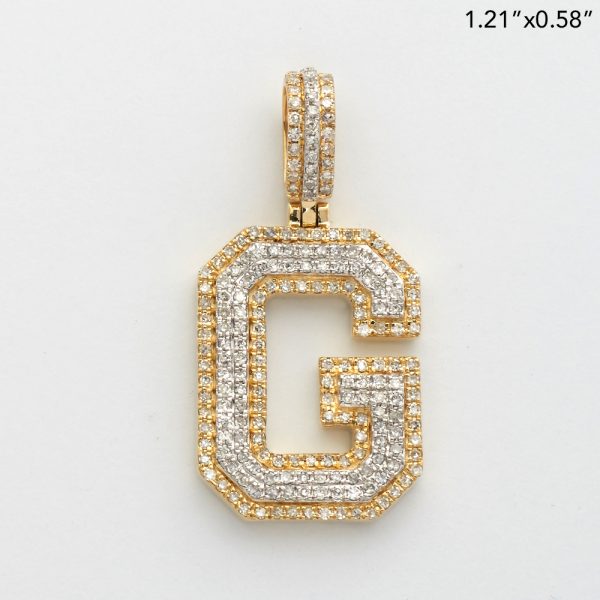 10KY+W 0.60CTW ROUND DIAMOND INITIAL PENDANT -