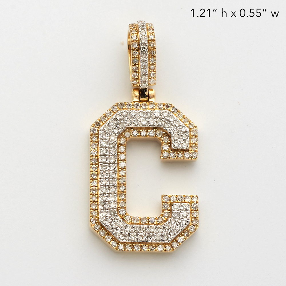 10KY+W 0.55CTW ROUND DIAMOND INITIAL PENDANT -