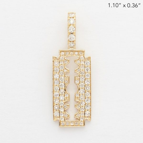 14KY 0.50CTW DIAMOND RAZOR BLADE PENDANT