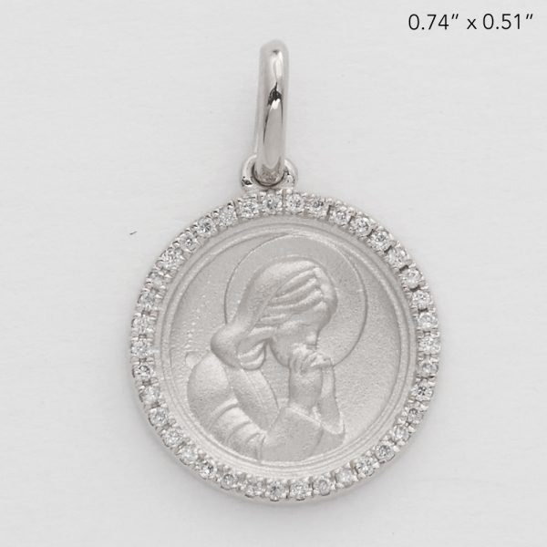 14KW 0.10CTW DIAMOND PRAYING JESUS MEDALLION