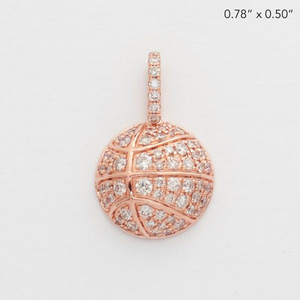 14KR 0.60CTW DIAMOND HALF BASKETBALL PENDANT