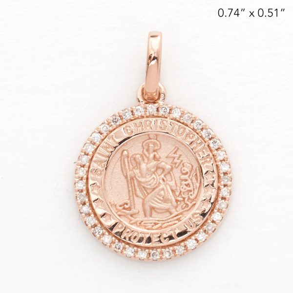 14KR 0.10CTW DIAMOND ST. CHRISTOPHER MEDALLION