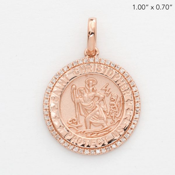 14KR 0.15CTW DIAMOND ST. CHRISTOPHER MEDALLION