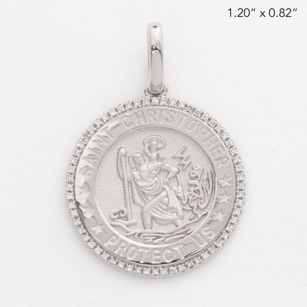 14KW 0.20CTW DIAMOND ST. CHRISTOPHER MEDALLION