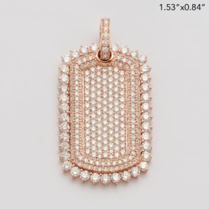 14KR 4.20CTW DIAMOND DOG TAG - BUBBLE BORDER