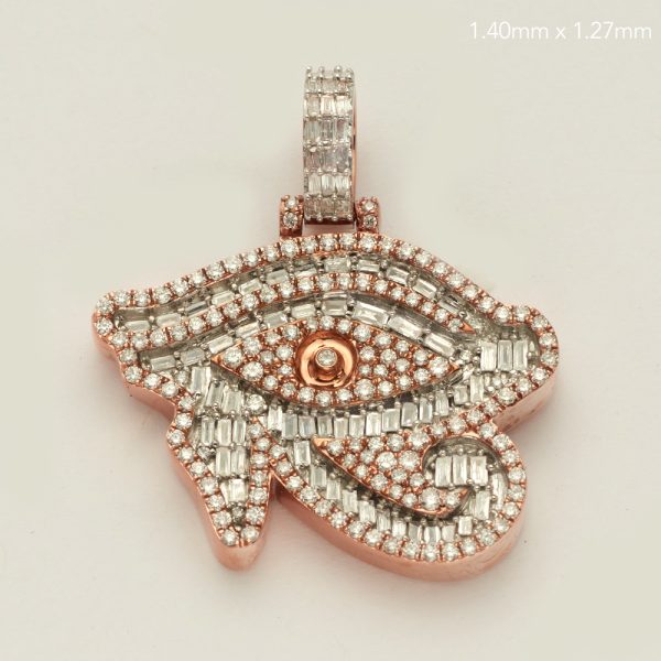 14KR 1.85CTW BAGUETTE DIAMOND 3D EVIL EYE