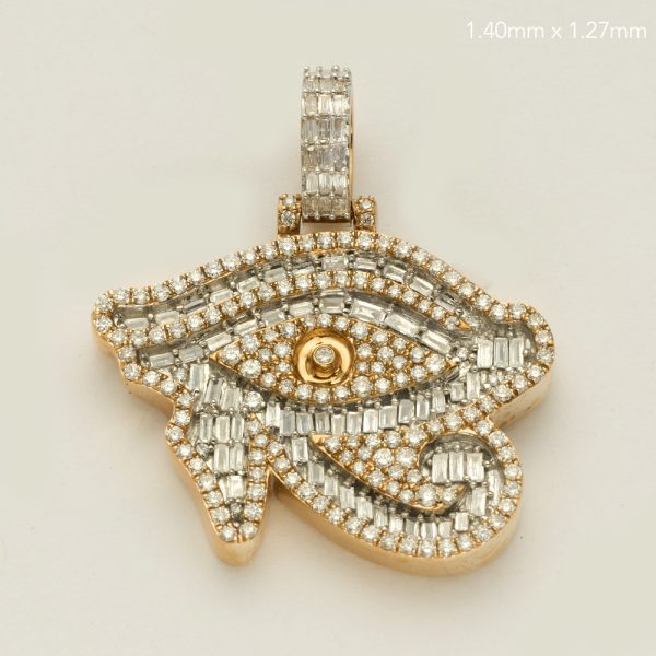 14KY 1.85CTW BAGUETTE DIAMOND 3D EVIL EYE