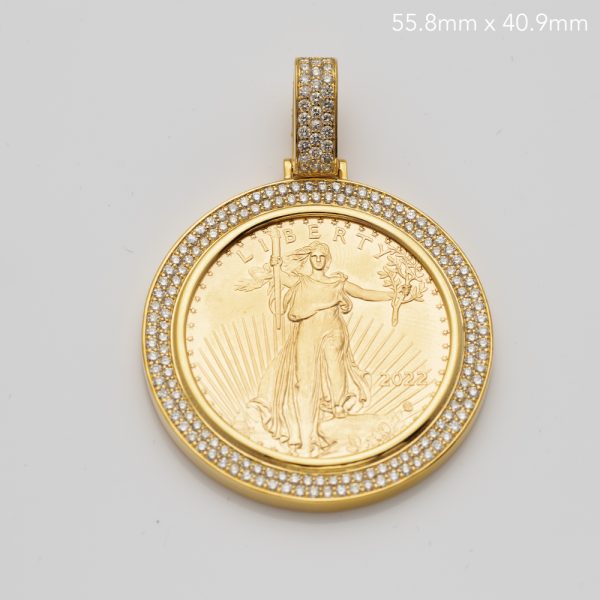 14KY 2.25CTW DIAMOND 1OZ LIBERTY COIN PENDANT