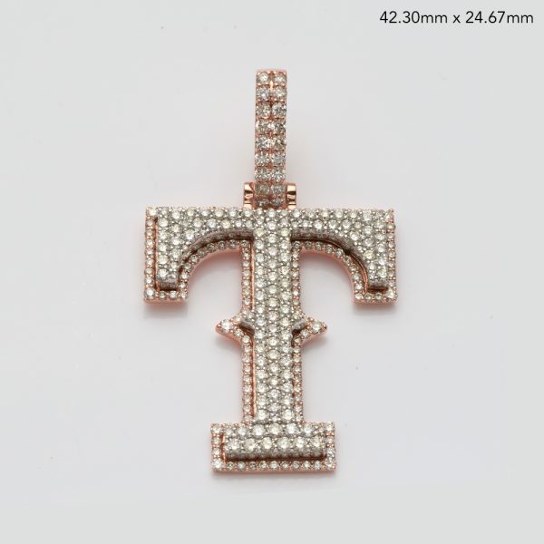 14KR+W 1.85CTW DIAMOND SPORTS FONT INITIAL PENDANT