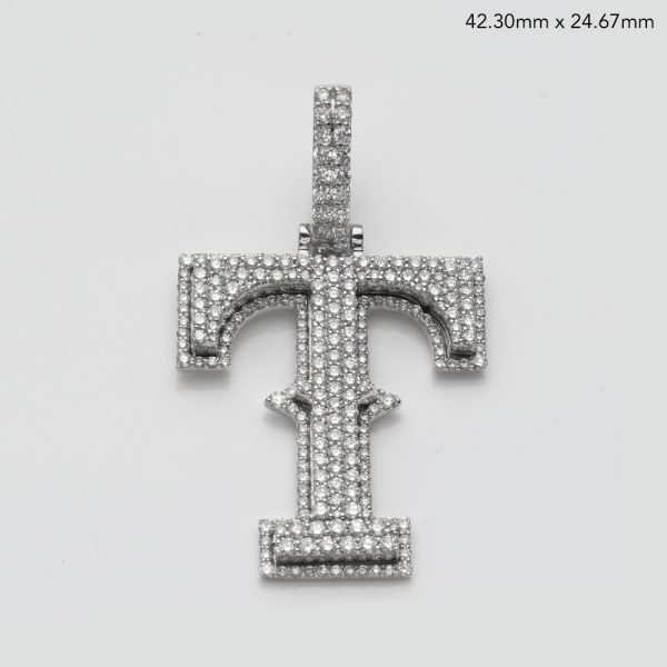 14KW 1.85CTW DIAMOND SPORTS FONT INITIAL PENDANT