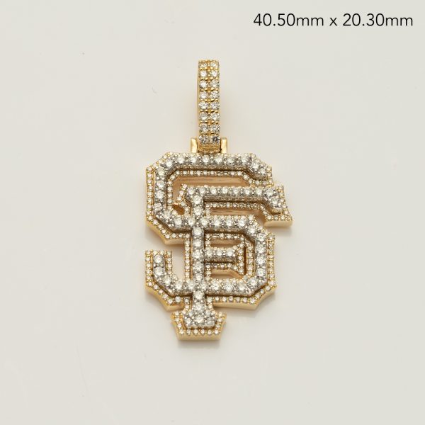 14KY+W 1.75CTW DIAMOND 3D SPORTS LOGO "SF" PENDANT