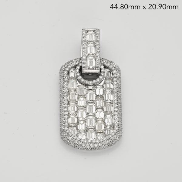 14KW 9.95CTW EMERALD DIAMOND DOGTAG PENDANT