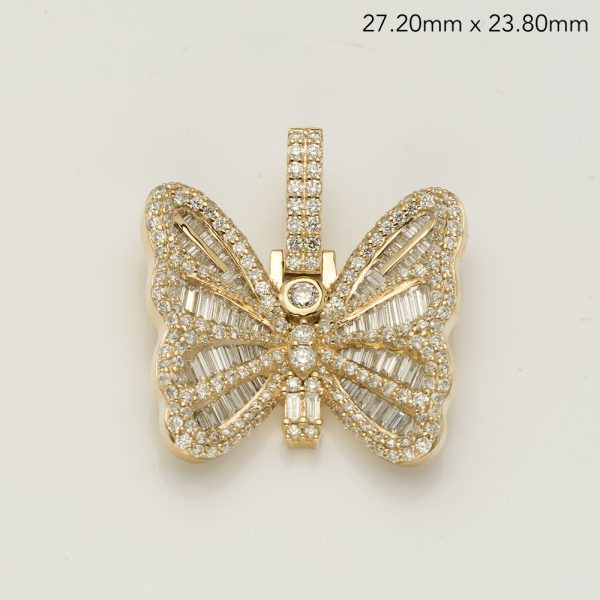 14KY 2.30CTW BAGUETTE DIAMOND BUTTERFLY PENDANT