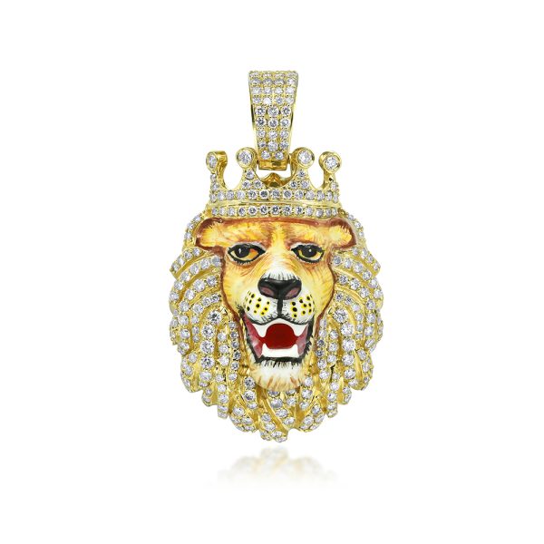 10KY 3.00CTW DIAMOND LION HEAD PENDANT