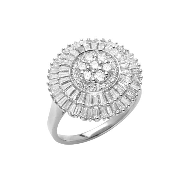 14KW 2.15CTW DIAMOND ROUND CLUSTER RING - 2 ROW