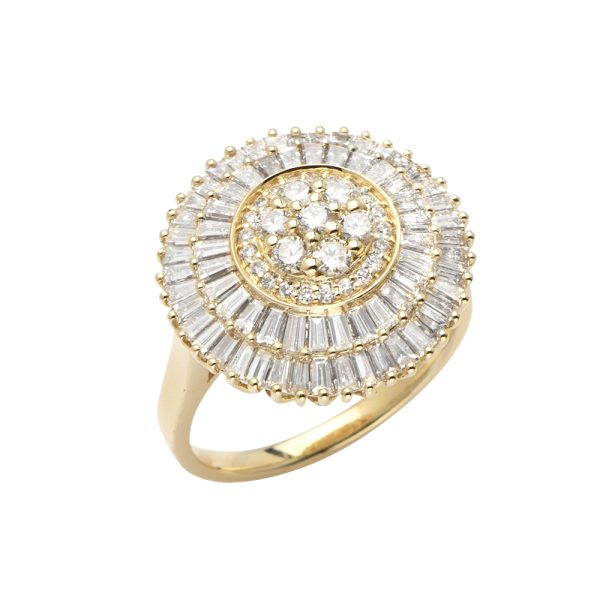 14KY 2.05CTW DIAMOND ROUND CLUSTER RING - 2 ROW