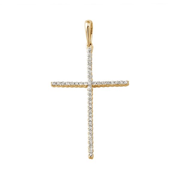 14KY 0.20CTW DIAMOND THIN CROSS PENDANT