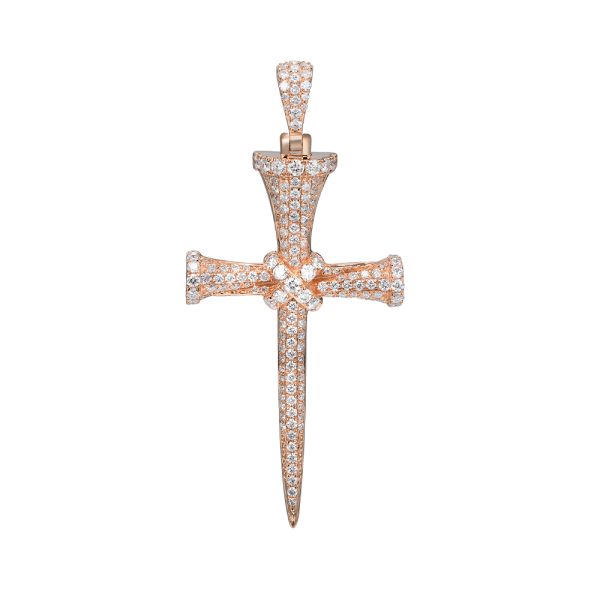 14KR 2.50CTW DIAMOND NAILS CROSS PENDANT