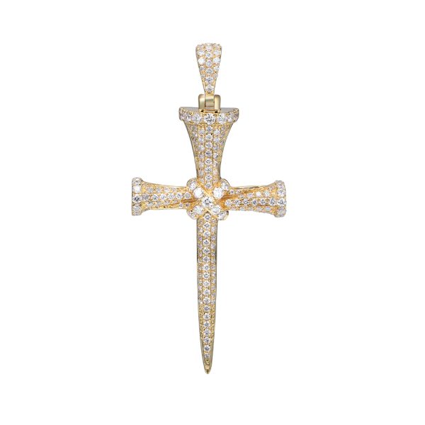 14KY 2.50CTW DIAMOND NAILS CROSS PENDANT