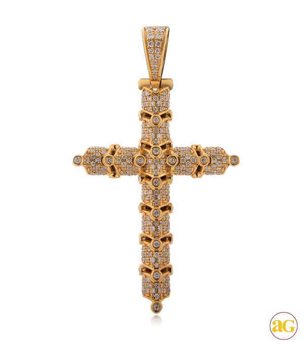 10KY 1.05CTW DIAMOND SEGMENTED CROSS PENDANT