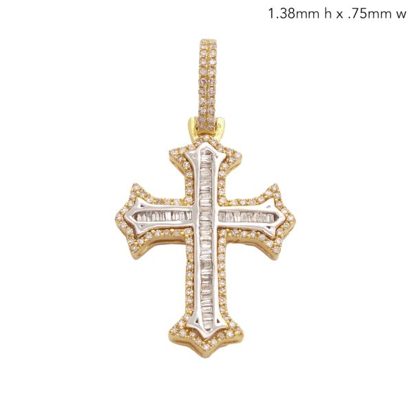 14KY+W 0.60CTW BAGUETTE DIAMOND CROSS