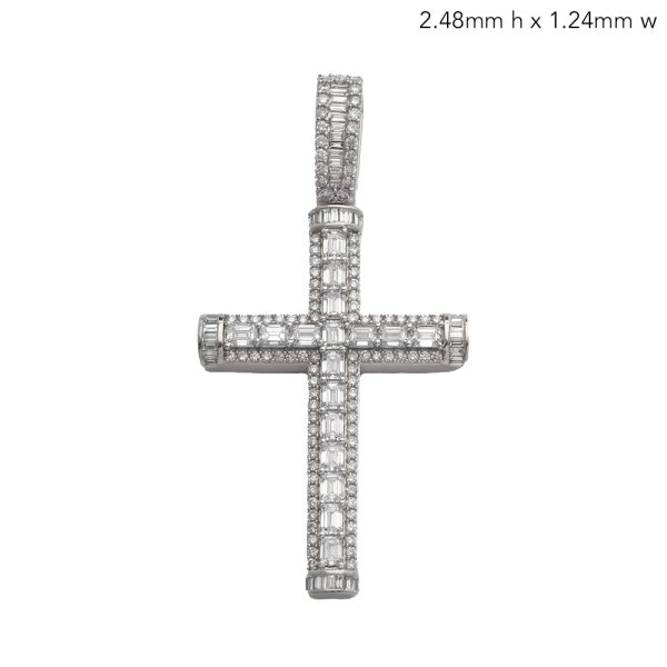 14KW 4.15CTW BAGUETTE DIAMOND SINGLE ROW CROSS