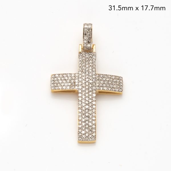 14KY 0.50CTW MICROPAVE DIAMOND FLAT DOME CROSS