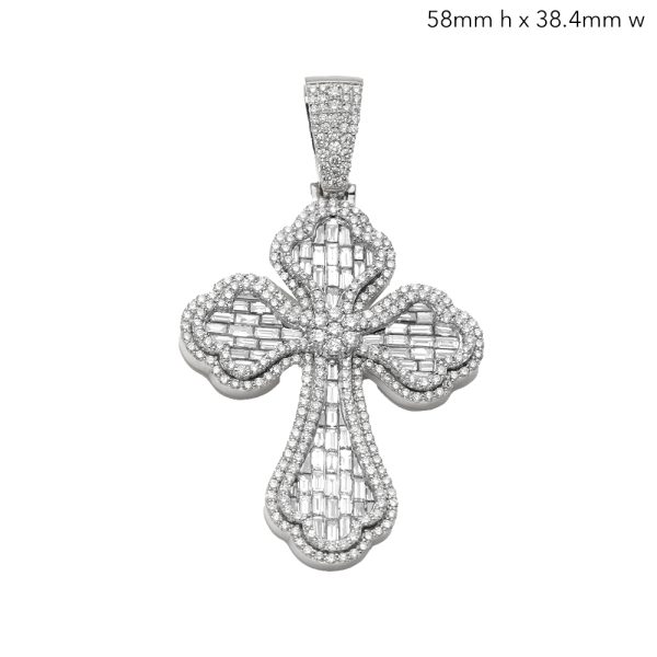 14KY+W 5.20CTW BAGUETTE DIAMOND INVERTED 3D FLEUR