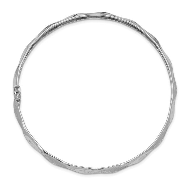 14k White Gold Polished Twisted Flexible Bangle - Image 2