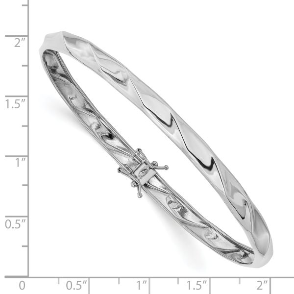 14k White Gold Polished Twisted Flexible Bangle - Image 3