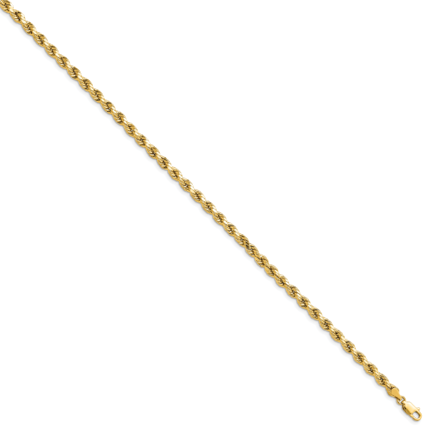 14k 4mm Semi-solid D/C Rope Chain - Image 2