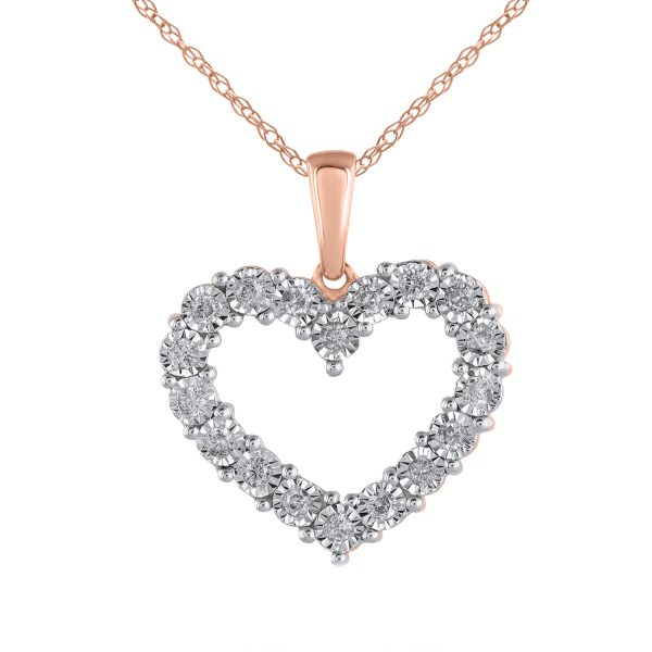 1/4 Carat Diamond Heart Pendant Necklace in 10K Rose Gold