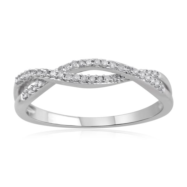 0.13 Carat Twisted Wedding Band in 10KT White Gold