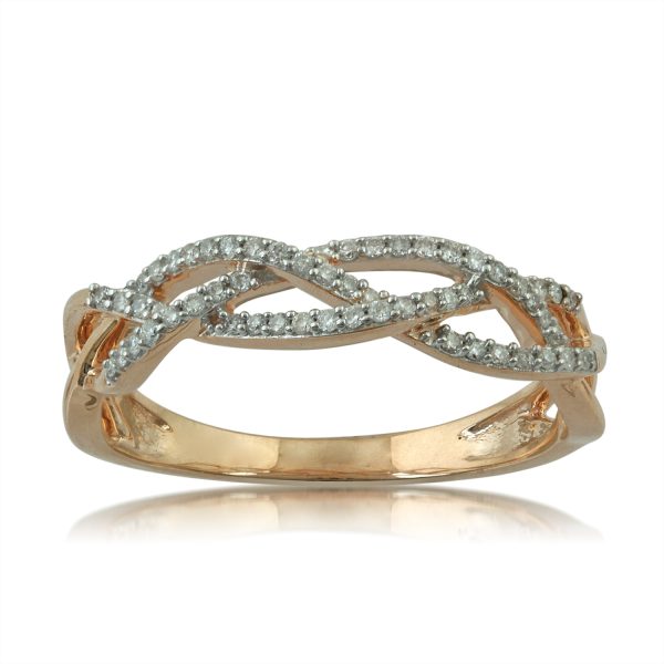 0.17 Carat Diamond Twisted Wedding Band Ring in 10k Rose Gold