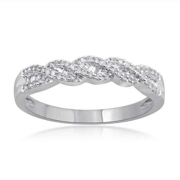 0.2 Carat Twisted Wedding Band in 10KT White Gold