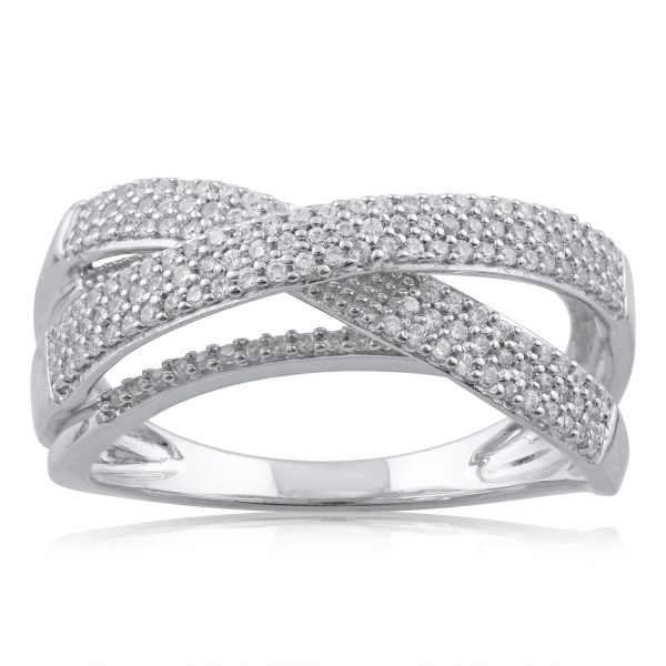 0.52 Carat Bypass Wedding Band Ring in 10KT White Gold