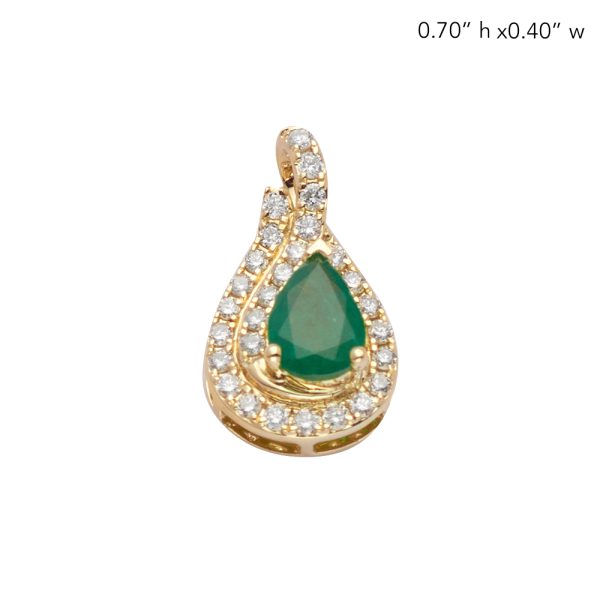 14KY 0.30CTW DIAMOND & EMERALD TEARDROP SHAPED