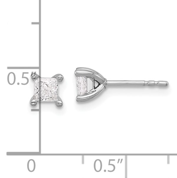 14K White Gold Lab Grown Diamond 1/2ctw Princess VS DEF 4 Prong Earrings - Image 2